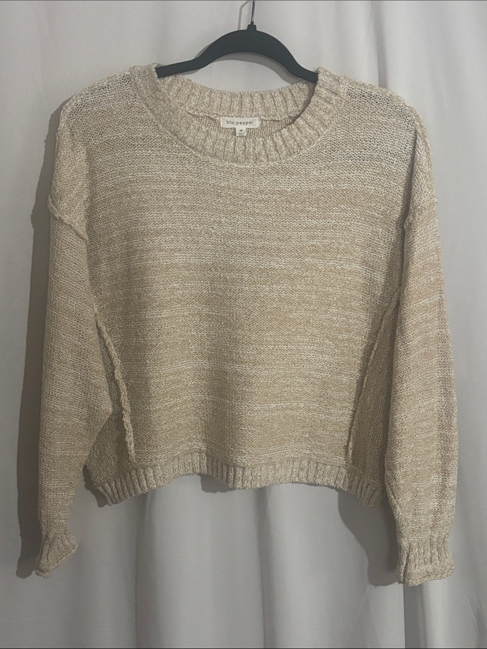 Blu Pepper Beige/Cream Marled Crewneck Sweater